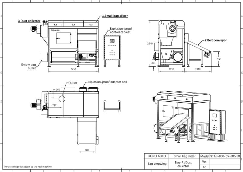 drawing of small bag slitter